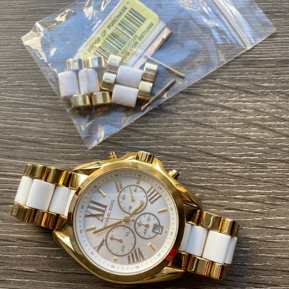 Michael Kors Bradshaw Chronograph Two-Tone Watch - Gold & white